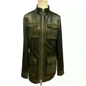 White House Black Market Satin Utility Jacket Size 4